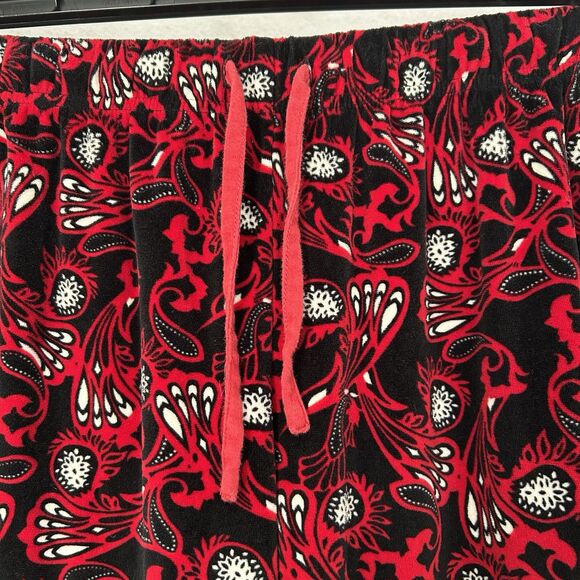 Cabernet Sleep Sense Pajama Set Women Medium Red Multi Paisley Velour Plush Cozy - Picture 13 of 16